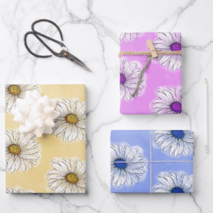 Feuille De Papier Cadeau Faisceaux jaunes violets et bleus