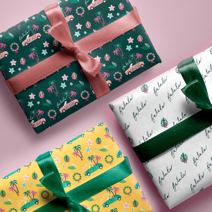 Feuille De Papier Cadeau Fala de Noël Tropical Lets Roll Rose Convertible