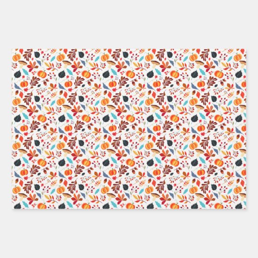 Feuille De Papier Cadeau Fall Pumpkin & Leaf (Devant 2)