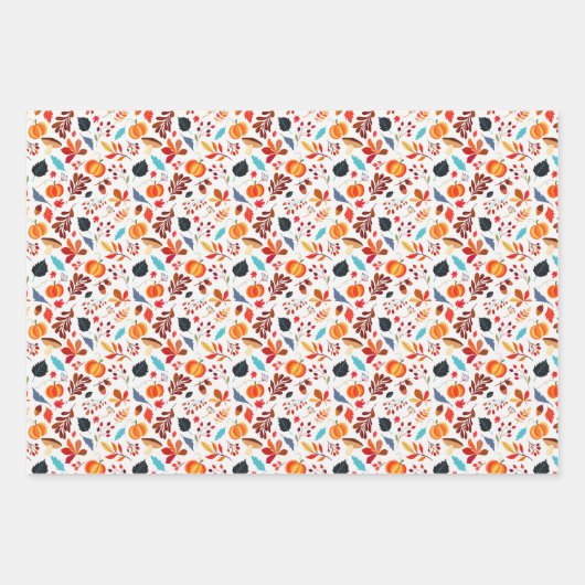 Feuille De Papier Cadeau Fall Pumpkin & Leaf (Devant)