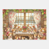 Feuille De Papier Cadeau Famille de Noël de mouses (Devant 3)