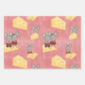 Feuille De Papier Cadeau Famille de souris mignonne et fromage (Devant)