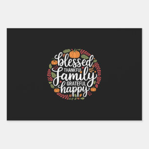 Feuille De Papier Cadeau Famille Reconnaissante Bénie Dîner de Thanksgiving
