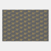 Feuille De Papier Cadeau Fancy Green, Grey, Purple, Faux Gold 31e Événement (Devant 2)