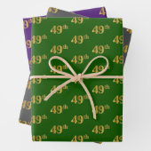 Feuille De Papier Cadeau Fancy Green, Grey, Purple, Faux Gold 49th Event # (En situation)