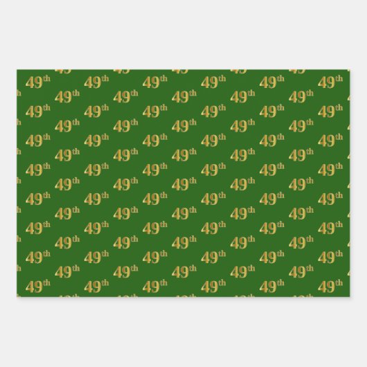 Feuille De Papier Cadeau Fancy Green, Grey, Purple, Faux Gold 49th Event # (Devant)