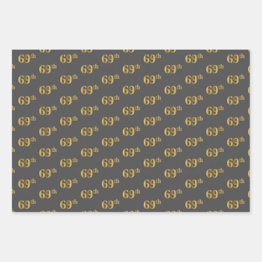 Feuille De Papier Cadeau Fancy Green, Grey, Purple, Faux Gold 69th Event # (Devant 2)