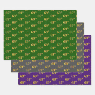Feuille De Papier Cadeau Fancy Green, Grey, Purple, Faux Gold 69th Event #