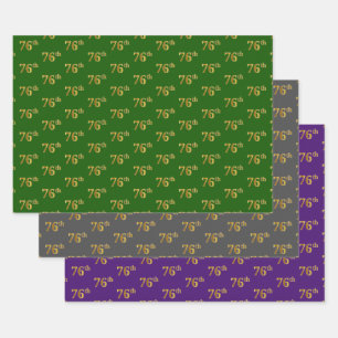 Feuille De Papier Cadeau Fancy Green, Grey, Purple, Faux Gold 76th Event #