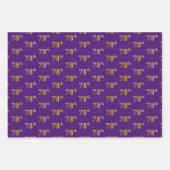 Feuille De Papier Cadeau Fancy Green, Grey, Purple, Faux Gold 78th Event # (Devant 3)