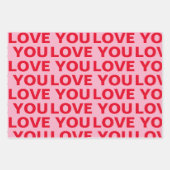 Feuille De Papier Cadeau Fancy Red & Pink Love you Valentines (Devant)