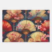 Feuille De Papier Cadeau Fans et fleurs (Devant 2)