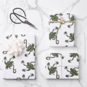 Feuille De Papier Cadeau Fantastique monstre dessin plante