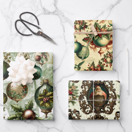 Feuille De Papier Cadeau Fantastique Noël victorien (Recto)