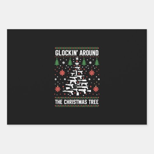 Feuille De Papier Cadeau Fantastiques Armes de Feu Chauffeurs de Noël moche (Devant)