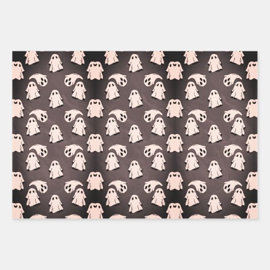 Feuille De Papier Cadeau Fantômes flottants d'Halloween (Devant 2)