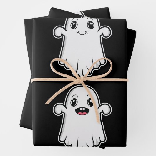Feuille De Papier Cadeau Fantômes mignons Avec Différentes Expressions Hall (En situation)