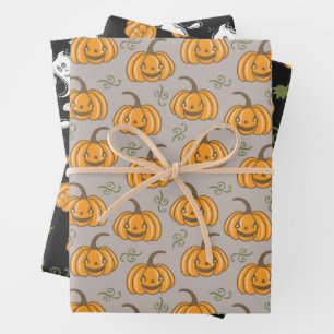 Feuille De Papier Cadeau Fantômes Motif et Citrouilles d'Halloween