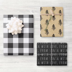 Feuille De Papier Cadeau Farmhouse Black Buffalo Check Christmas
