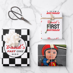 Feuille De Papier Cadeau Fast ONE Drapeaux de voiture de course noirs et