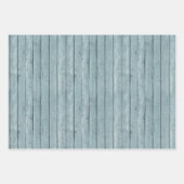 Feuille De Papier Cadeau Faux Bois Rustique Bleu Brown (Devant 3)