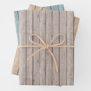 Feuille De Papier Cadeau Faux Bois Rustique Bleu Brown