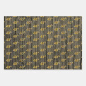 Feuille De Papier Cadeau Faux Bois Rustique, Elégant Faux Gold "40e" (Devant 3)