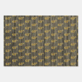 Feuille De Papier Cadeau Faux Bois Rustique, Elégant Faux Gold "60e" (Devant 3)