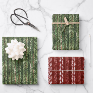 Feuille De Papier Cadeau Faux fils tissés verts Anniversaire