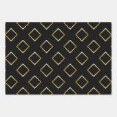 Feuille De Papier Cadeau FAUX Gold Geometric Pattern with Monogram on BLACK (Devant)