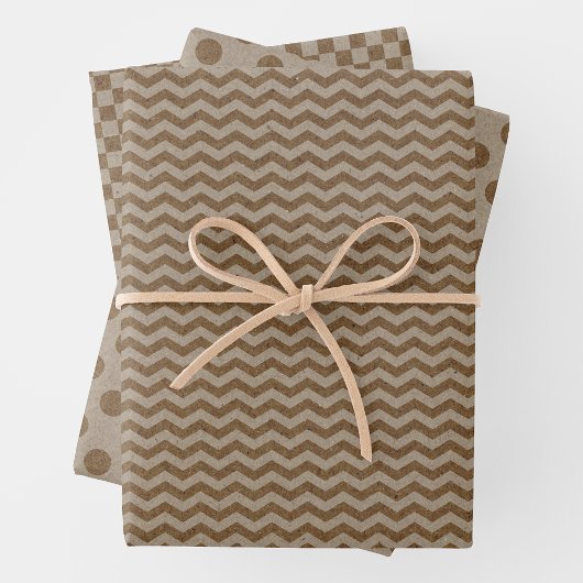Feuille De Papier Cadeau Faux Kraft Paper w/ Dark Faux Kraft Paper Patterns