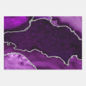 Feuille De Papier Cadeau Faux pailleté Agate Violet et Argent (Devant 2)
