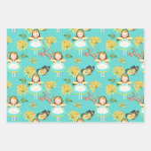 Feuille De Papier Cadeau Fée en robe bleue (Devant)