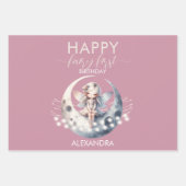 Feuille De Papier Cadeau Fée magique Première fille Joyeux anniversaire (Devant 2)