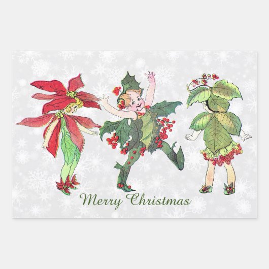 Feuille De Papier Cadeau Fées de Noël (Devant)