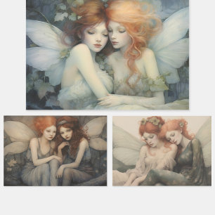 Feuille De Papier Cadeau Fées d'hiver magiques Élégance de Noël