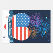 Feuille De Papier Cadeau Félicitation ! Drapeau américain 4 juillet (Devant)