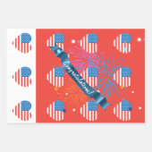 Feuille De Papier Cadeau Félicitation ! Drapeau américain 4 juillet (Devant 3)