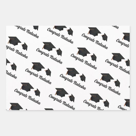 Feuille De Papier Cadeau Félicitations à la cérémonie de remise des diplôme (Devant)