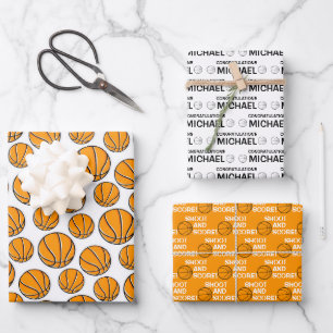 Feuille De Papier Cadeau Félicitations au basket-ball Envelopper les feuill