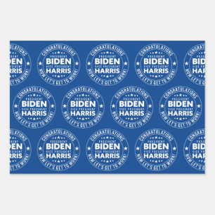 Feuille De Papier Cadeau Félicitations au président Biden, VP Harris ! Coul