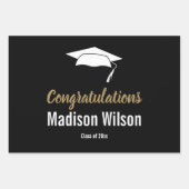 Feuille De Papier Cadeau Félicitations aux diplômés noirs et blancs (Devant)