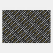 Feuille De Papier Cadeau Félicitations Black White Gold Nom Classe 2024 (Devant 3)