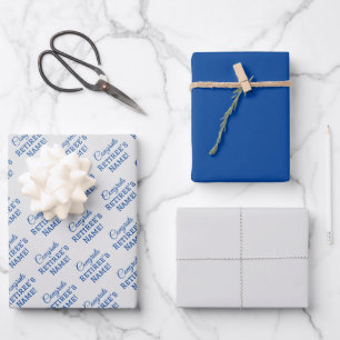 Feuille De Papier Cadeau Félicitations Personnalisées Retraite ! Bleu sur a