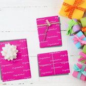 Feuille De Papier Cadeau Félicitations rose fuchsia pour la fille qui fête 