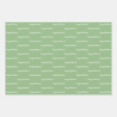 Feuille De Papier Cadeau Félicitations sauge blanc vert (Devant 2)