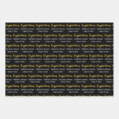 Feuille De Papier Cadeau Félicitations Script Nom Diplômé Noir Blanc Or (Devant)