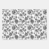 Feuille De Papier Cadeau Felines florales (b&w) (Devant 3)