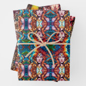 Feuille De Papier Cadeau Femme guerrière psychédélique (En situation)