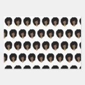 Feuille De Papier Cadeau Femmes noires, nuances d'or, Bubblegum bleu (Devant 2)